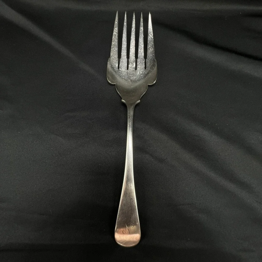 Tiffany & Co Silver Plate Cold Meat Serving Fork Mono N 9.25